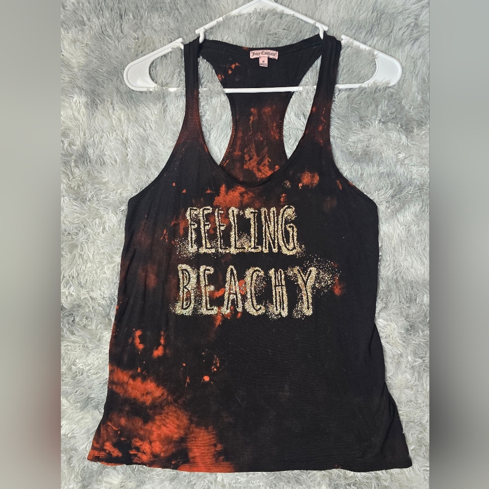 Unique Juicy Couture Black and Orange Bleach-Dye Feeling Beachy Tank Top